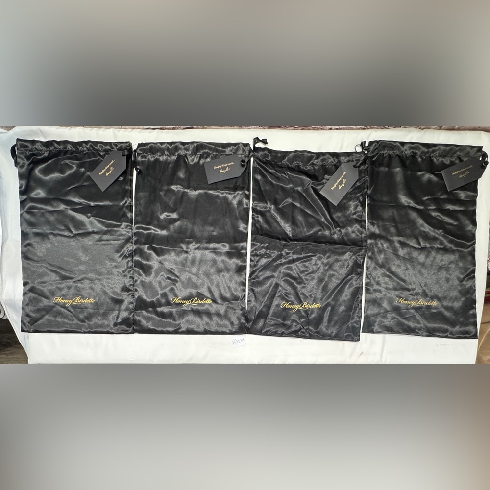 HONEY BIRDETTE BLACK DRAW STRING LINGERIE DUST BAGS POUCH TRAVEL STORAGE 4